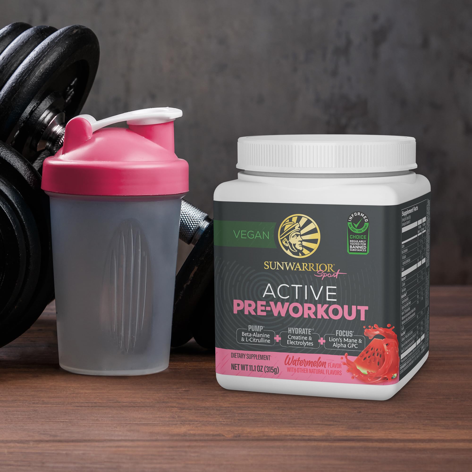 Sunwarrior Pre Workout prêt à l'emploi pour l'échauffement.
