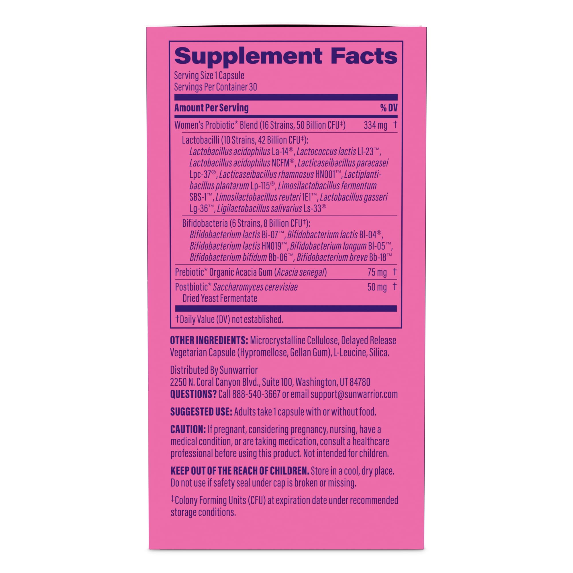 Sunwarrior Probiotiques avec 16 souches pour équilibre intestinal