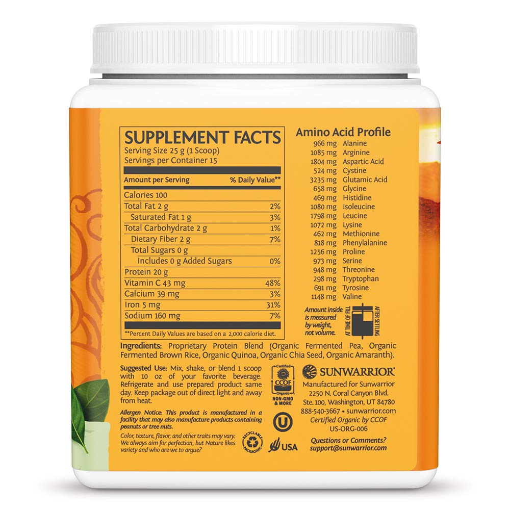 Sunwarrior Protéine vegan non aromatisé – doseur compact pour doser facilement avant les séances