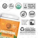 Sunwarrior Protéine vegan non aromatisé – shaker ouvert révèle une texture légère et onctueuse