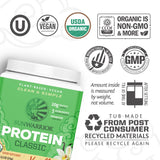 Sunwarrior Proteine Classic Vanille, ingrédients riz brun entier et enzymes actives pour meilleure digestion.