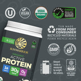 Ingrédients biologiques: riz, citrouille et pois pour protéines végétales Sunwarrior