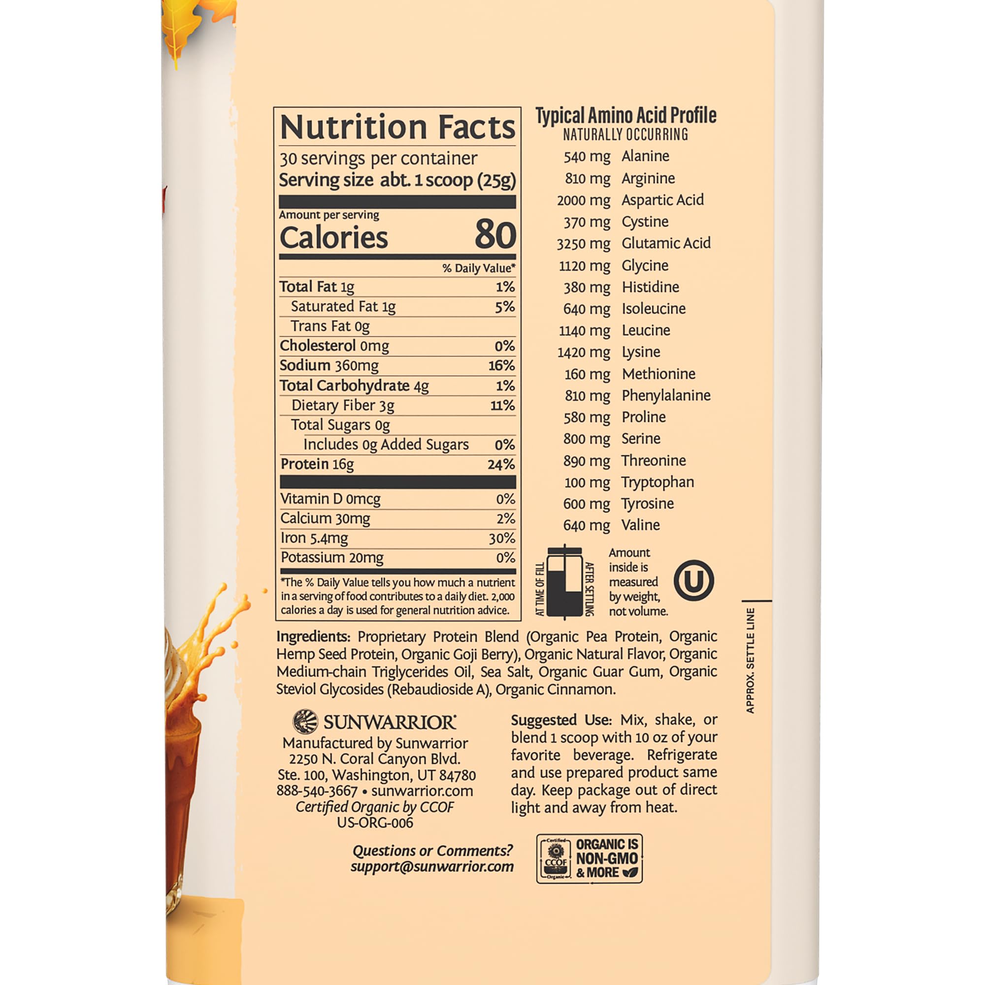 Sunwarrior Protéine Vegan emballage compact: dosage pratique