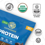 Texture crémeuse Sunwarrior protéine végétale chocolat adaptée aux smoothies