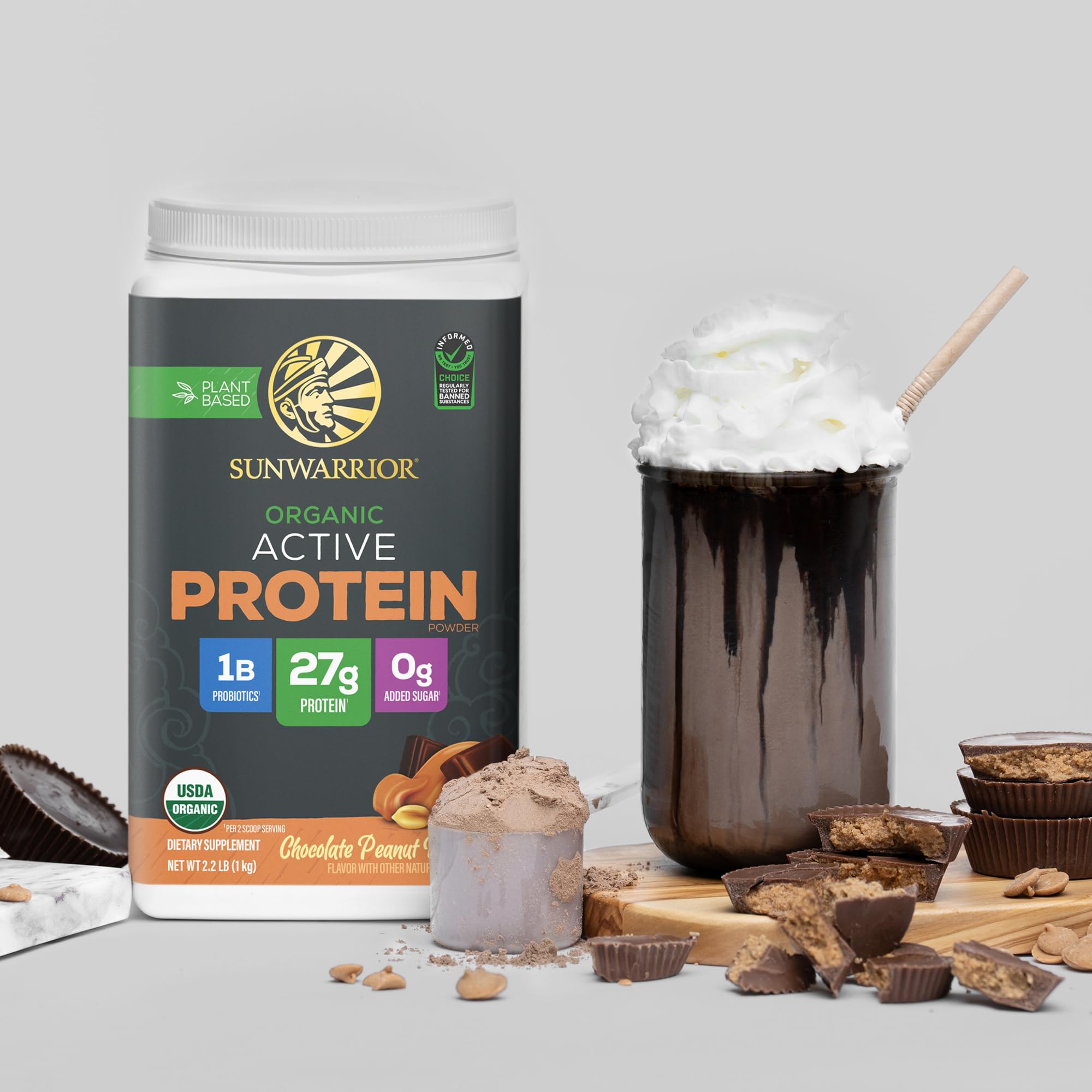 Sunwarrior Protéine Végétale Chocolat Beurre d'Arachide, digestibilité facilitée.