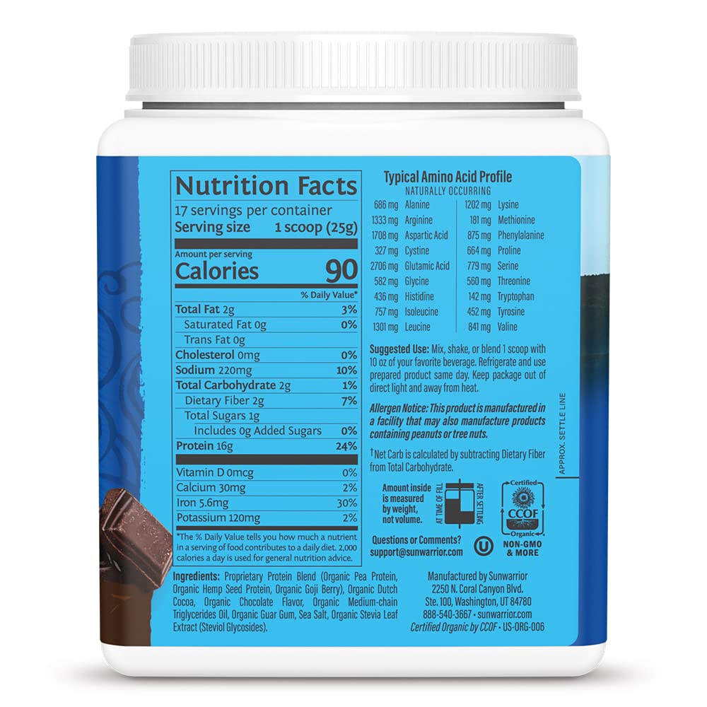 Sunwarrior protéine végétale chocolat, smoothie rapide et nourrissant pour journées actives.