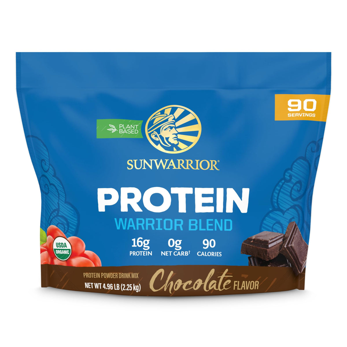 Sunwarrior protéine végétale chocolat versant dans un shaker pour un shake protéiné