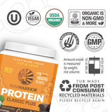 Sunwarrior Protéine Végétale Chocolat — ingrédients bios comme riz brun et pois.