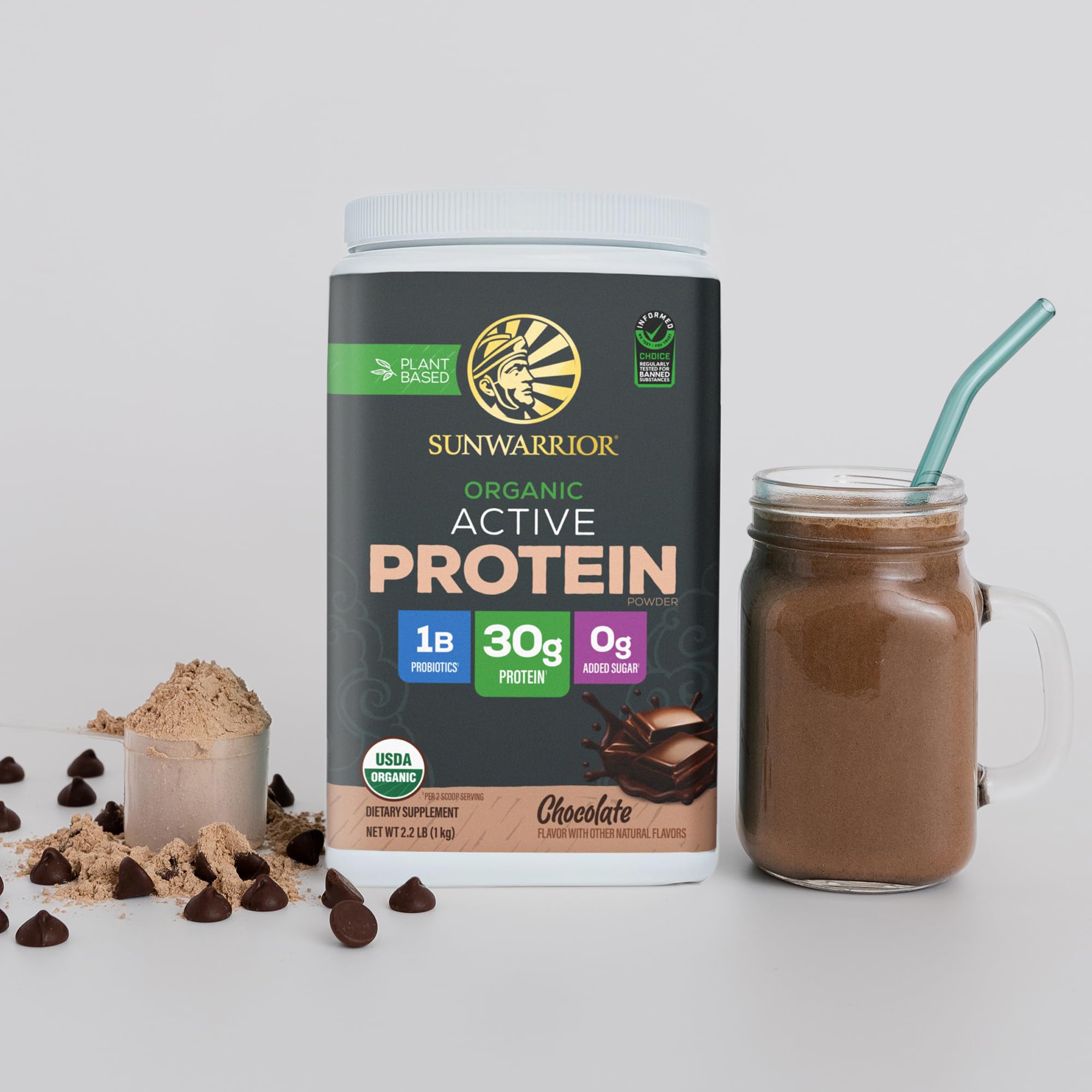 Formule Sunwarrior protéine végétale sans soja, sans OGM, adaptée végan
