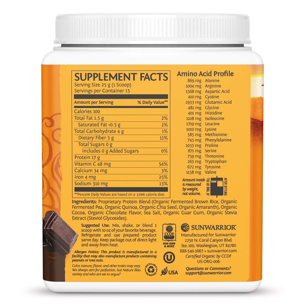 Sunwarrior Protéine Végétale Chocolat — shake aromatique après l'entraînement.