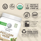 Sunwarrior Psyllium poudre sans gluten, parfaite pour des recettes riches en fibres.