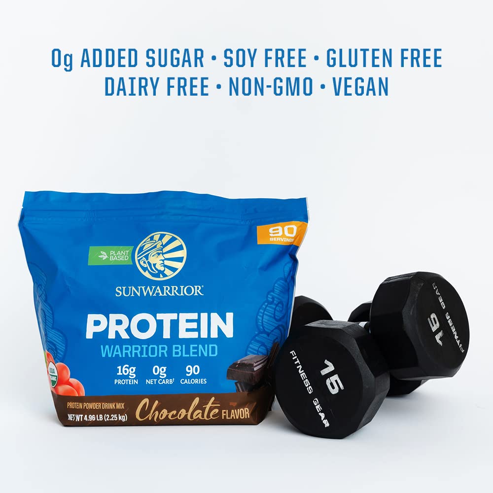Versement dans un smoothie chocolat Sunwarrior protéine végétale