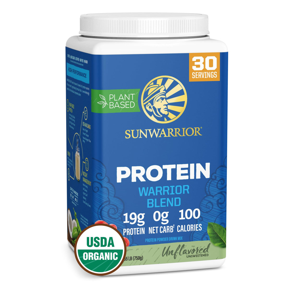 Sunwarrior Warrior Blend boîte 750 g, protéine végétale biologique prête à l’emploi.