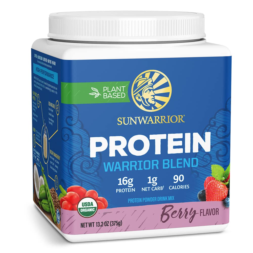 Sunwarrior Warrior Blend emballage baie : protéine végétale pratique après l'entraînement.