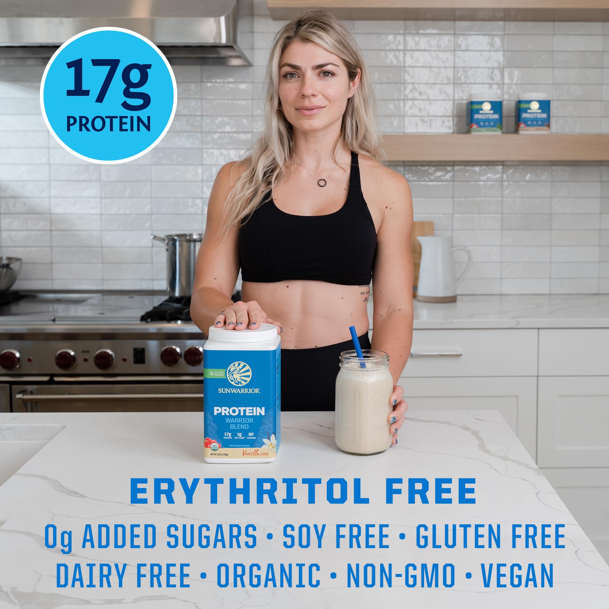 Sunwarrior Warrior Blend, mélange protéines végétales riches en BCAA pour récupération.