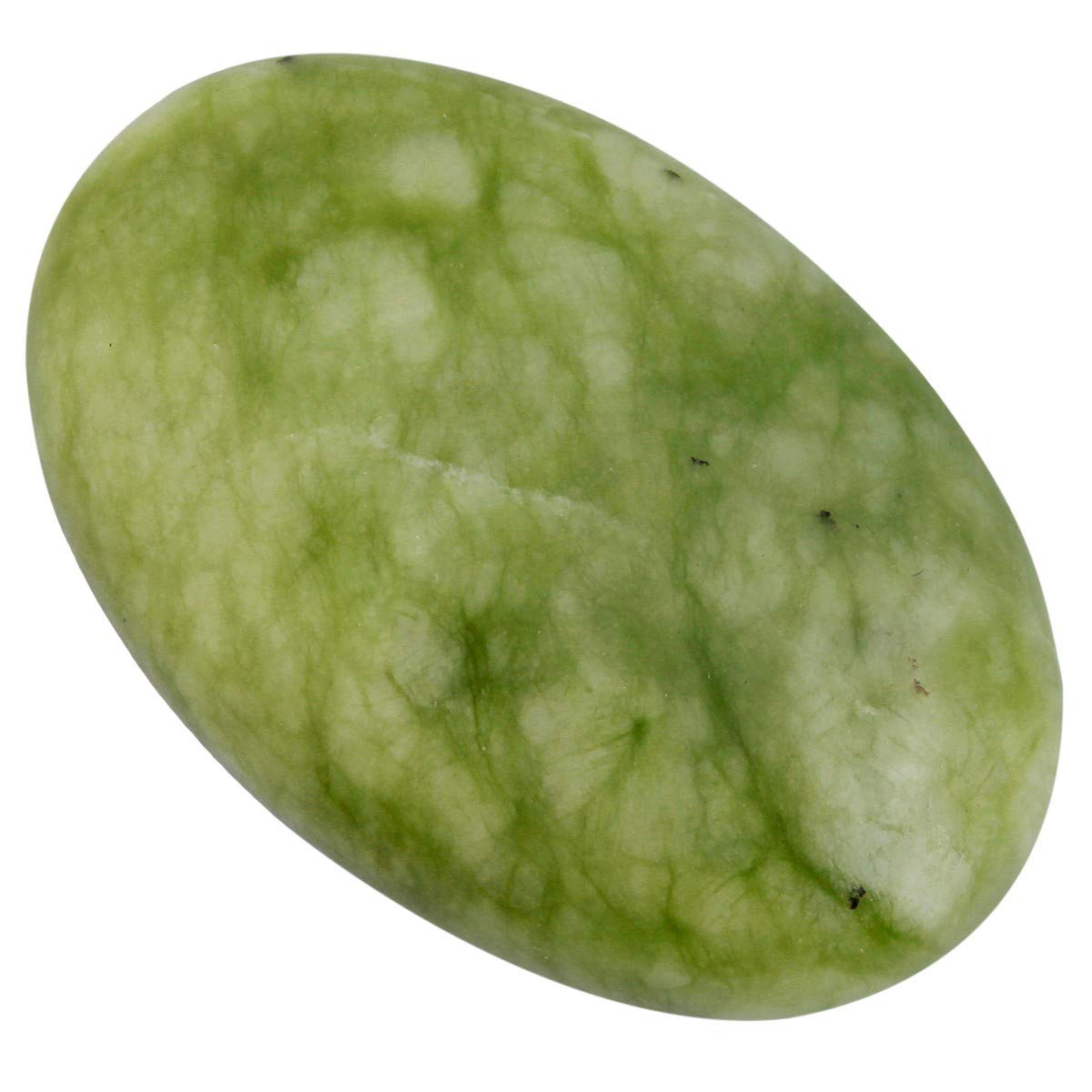 SUNYIK Jade ovale pierre palmaire verte lisse, idéale pour la méditation et le calme.
