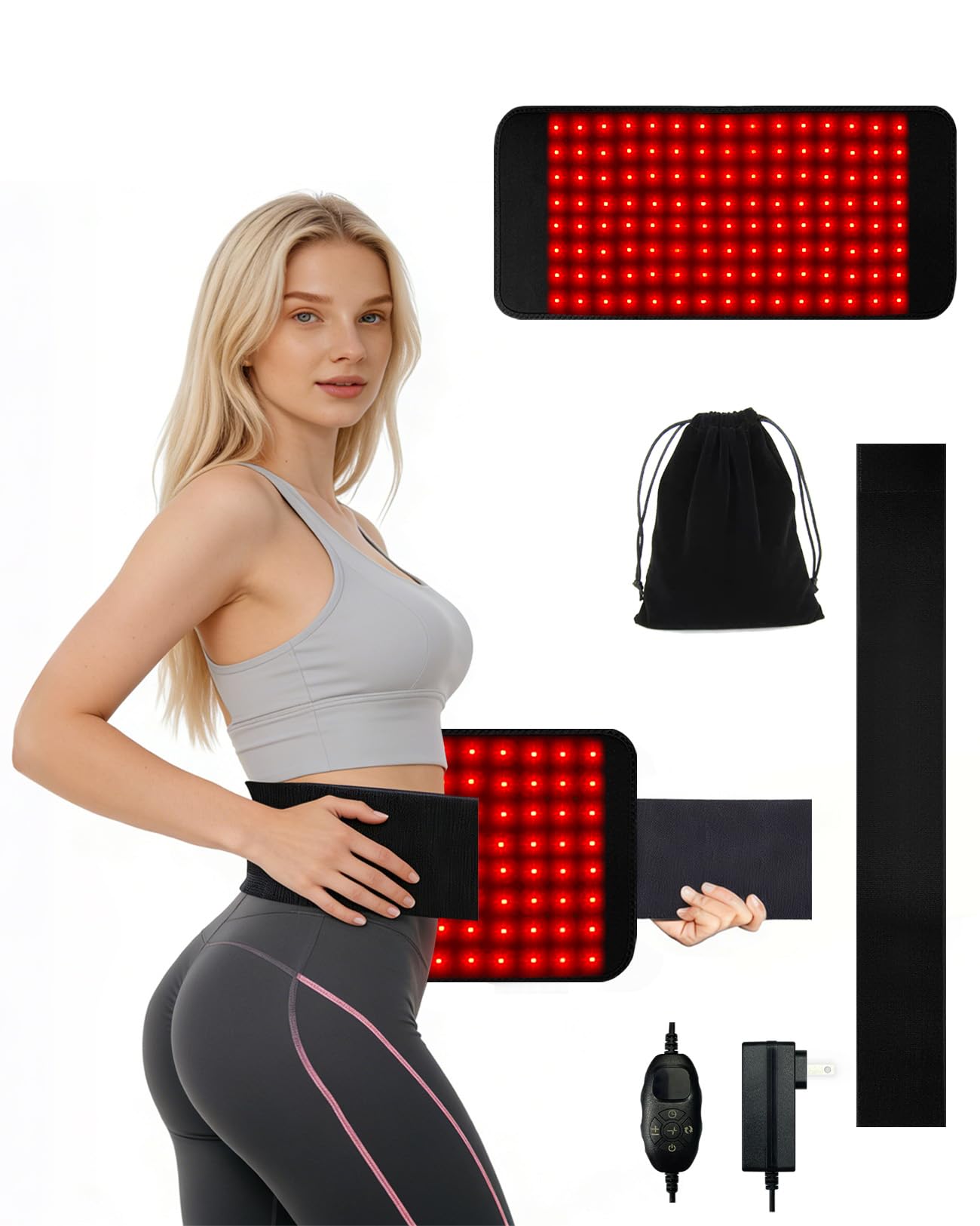 La ceinture Suokeay montre sa thérapie lumière rouge et infrarouge pour soulager les tensions.