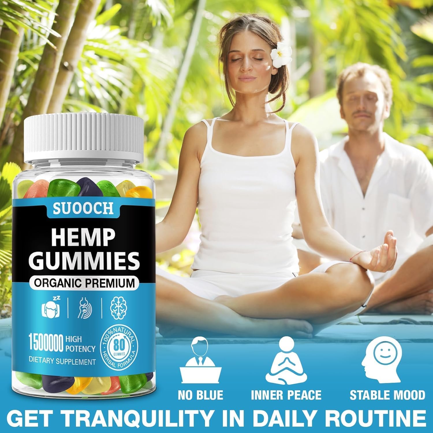 SUOOCH gélifiés chanvre, compléments oméga et vitamines pour un soutien nutritionnel.