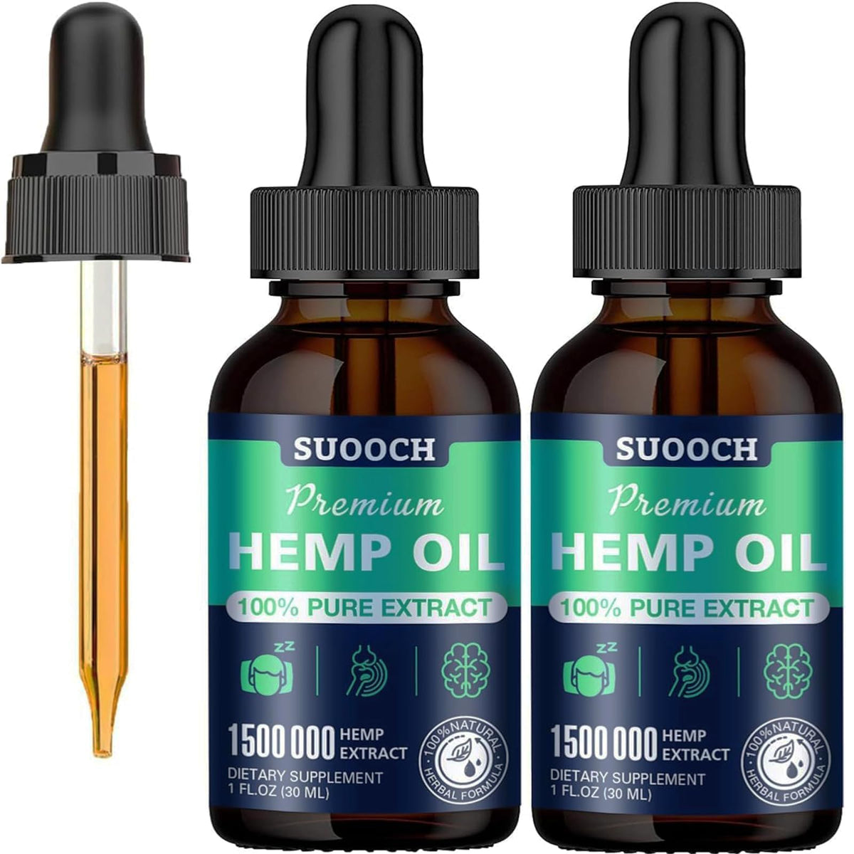 Gouttes d'huile Suooch – flacon double, pureté et bien-être.