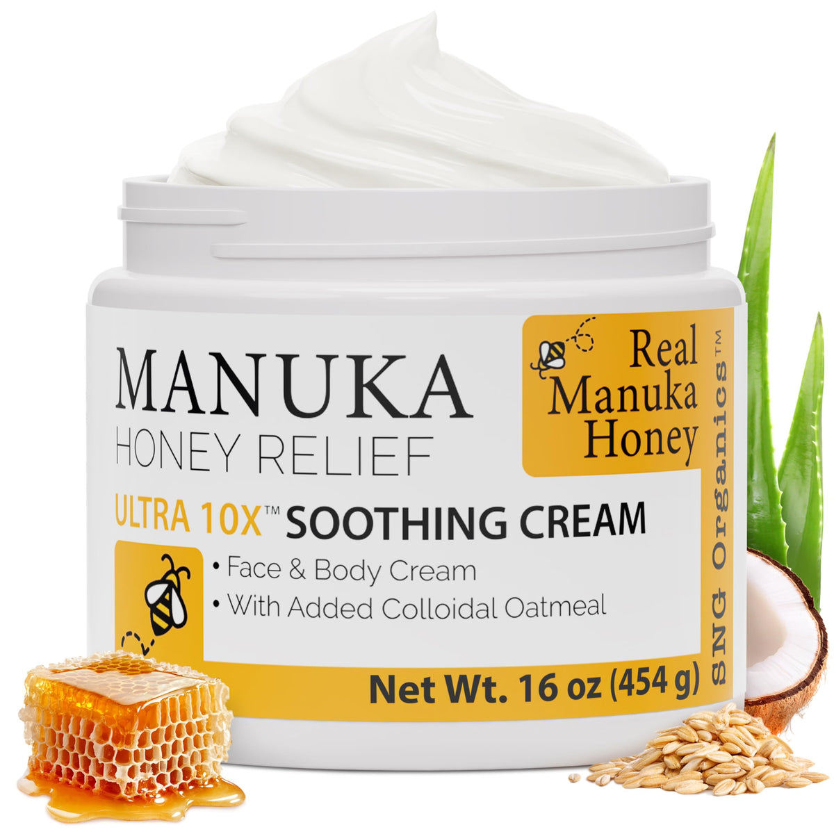 Super Natural Goods crème Manuka Miel en pot: hydratation douce pour tous les types de peau.