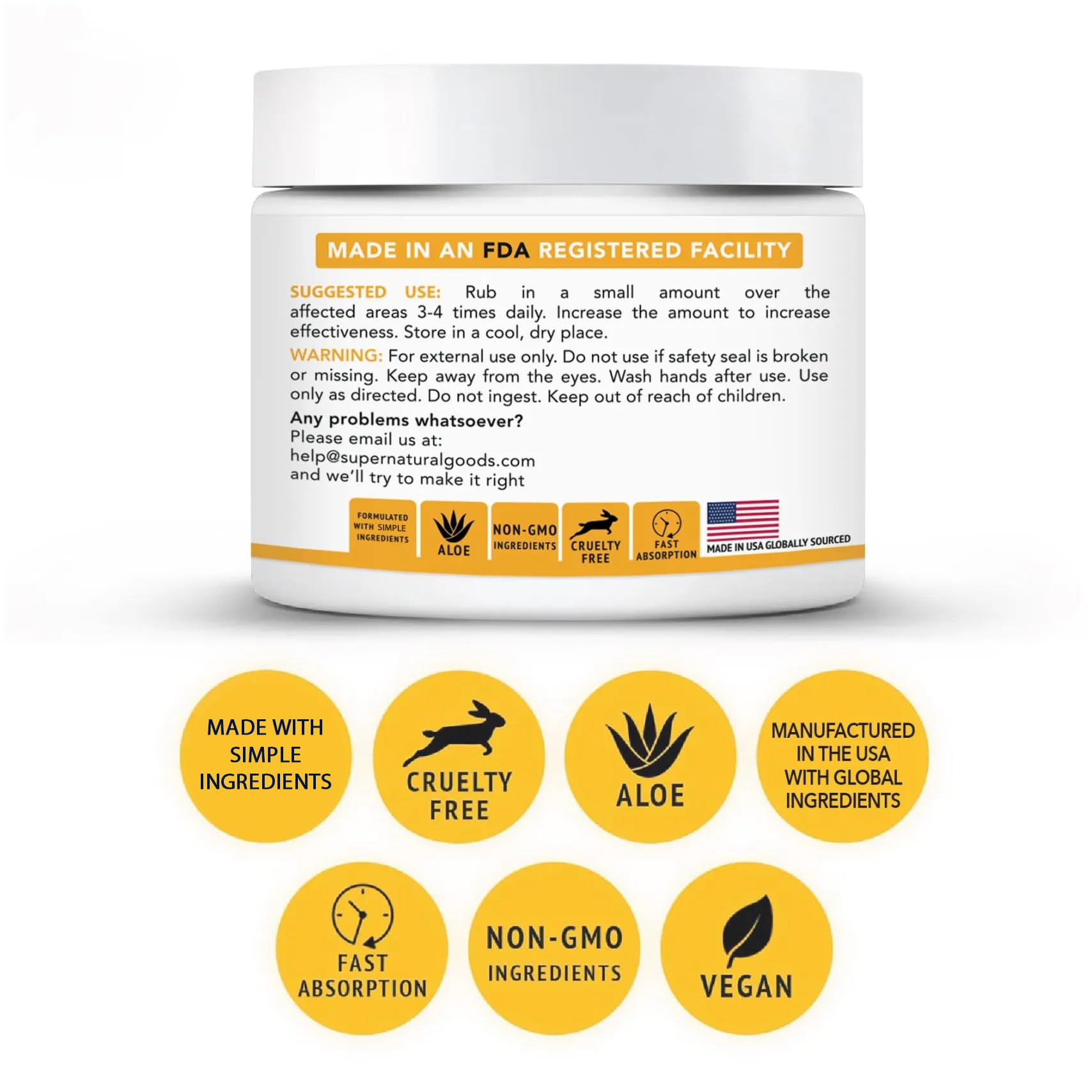 Super Natural Goods utilisation familiale corps: convient mains, visage et corps.