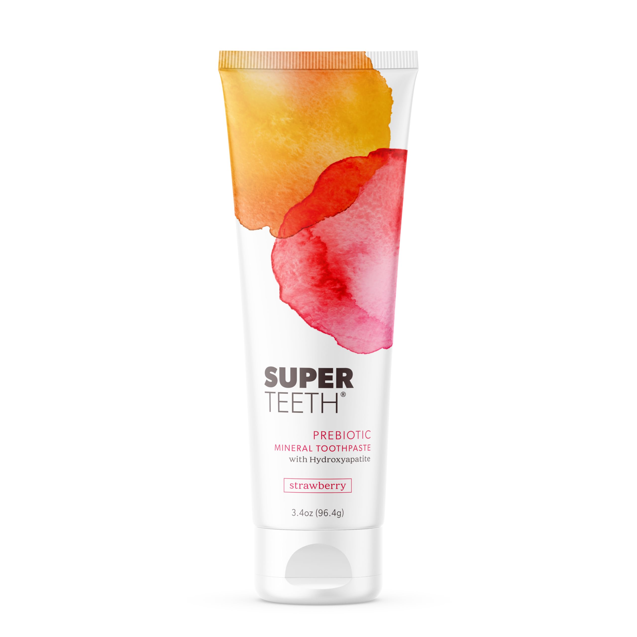 Dentifrice SuperTeeth prébiotique fraises dans un tube, pour une bouche équilibrée