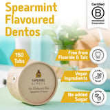 Pastilles menthe verte SuperBee Dentos dans un emballage écologique.