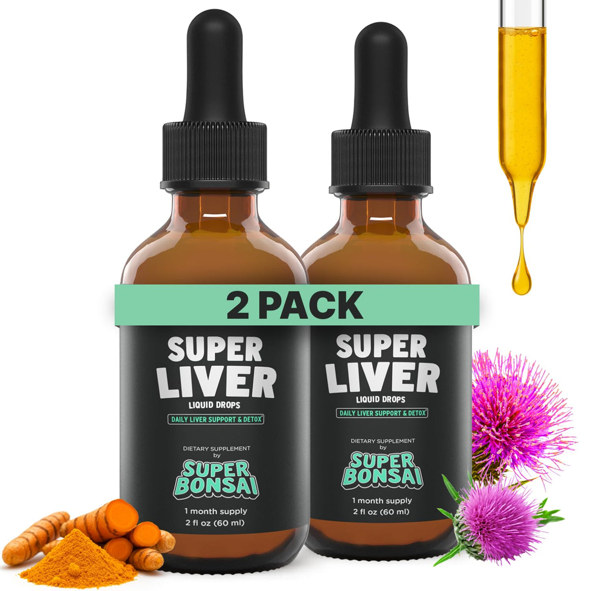 Super Liver – bouteille-pipette pour dosage pratique et utilisation quotidienne.
