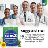 Utilisation quotidienne de Superfood MD AREDS2, 180 capsules faciles à prendre.
