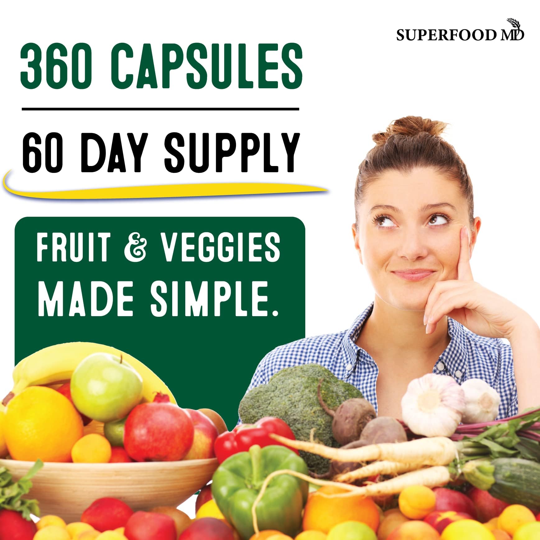 Capsules Beta-Carotene de Superfood MD pour une provitamine A naturelle.