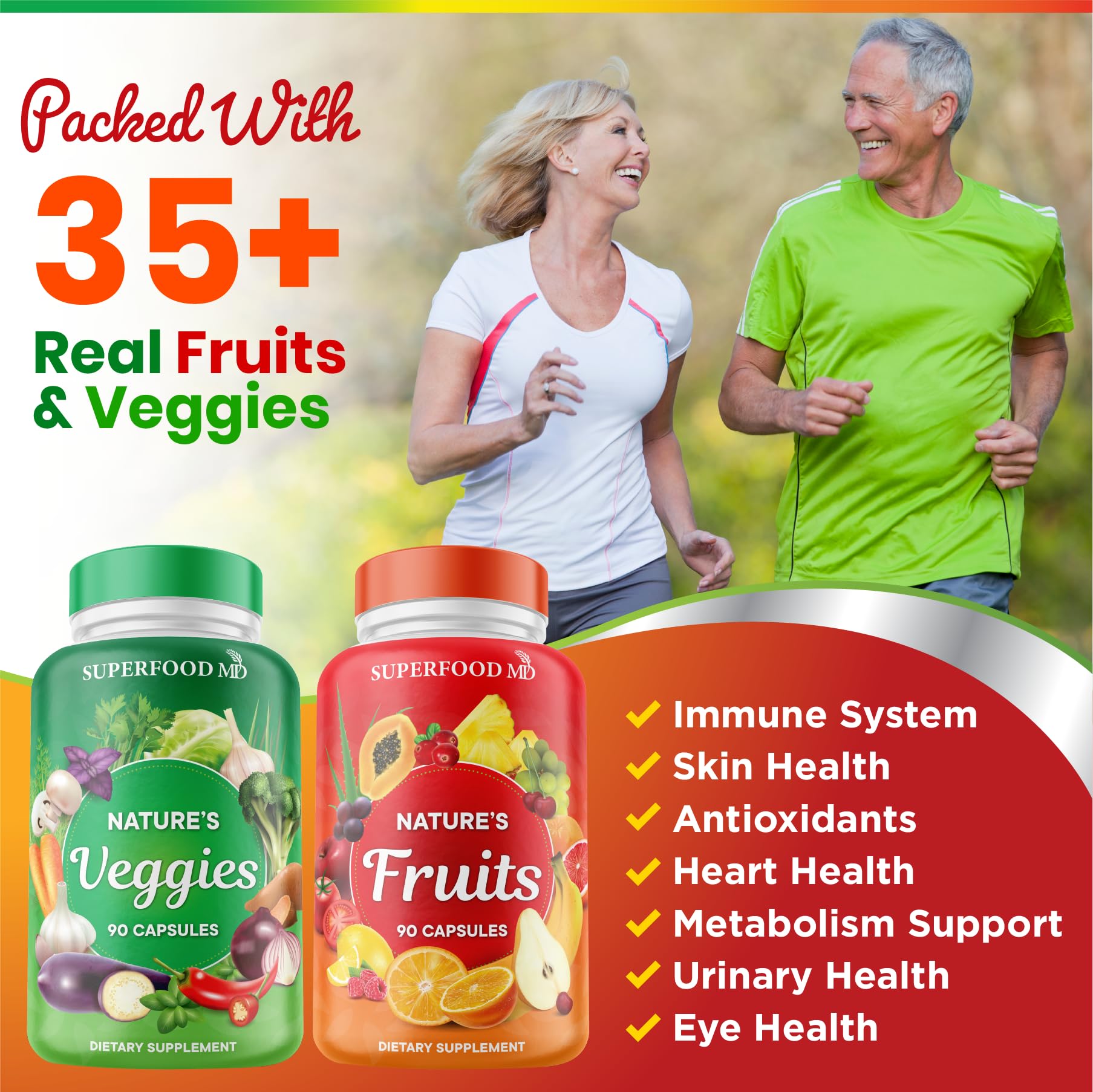 Superfood MD Ingrédients naturels sans gluten et sans produits laitiers ni soja.