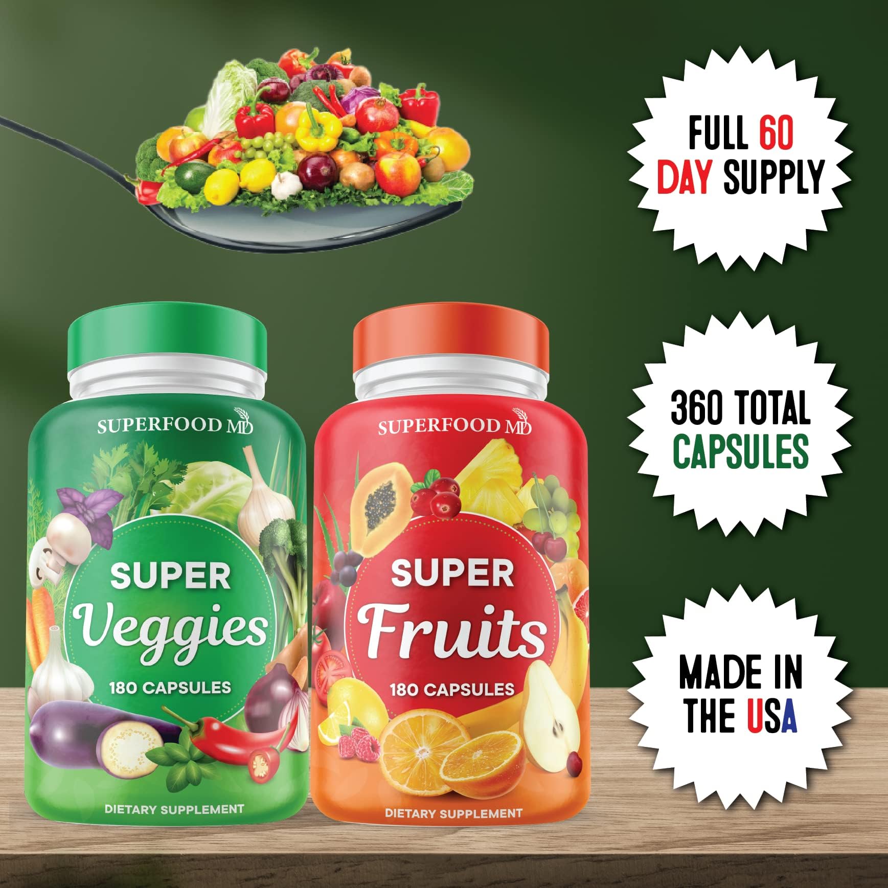 Plus de 30 fruits et légumes dans Superfood MD pour diversifier l’apport.