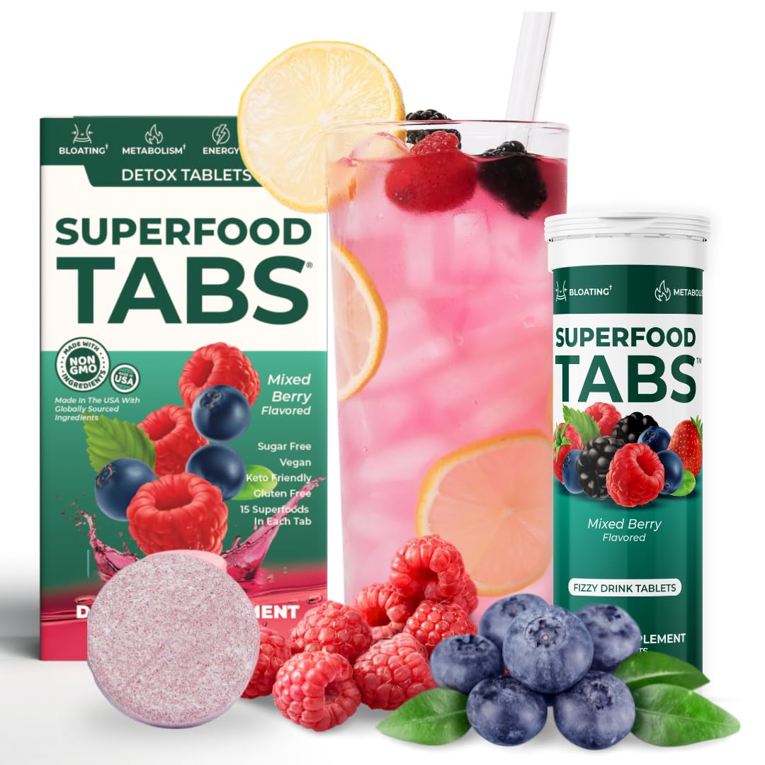 Superfood TabsDetox: bouteille detox avec effervescence favorisant l'hydratation
