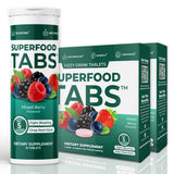 Superfood Tabs Detox, boisson saveur baies mélangées, rafraîchissement vibrant et énergie légère.