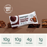 Fiche nutrition visible de la barre Supergut chocolat-brownie pour contrôler les apports.