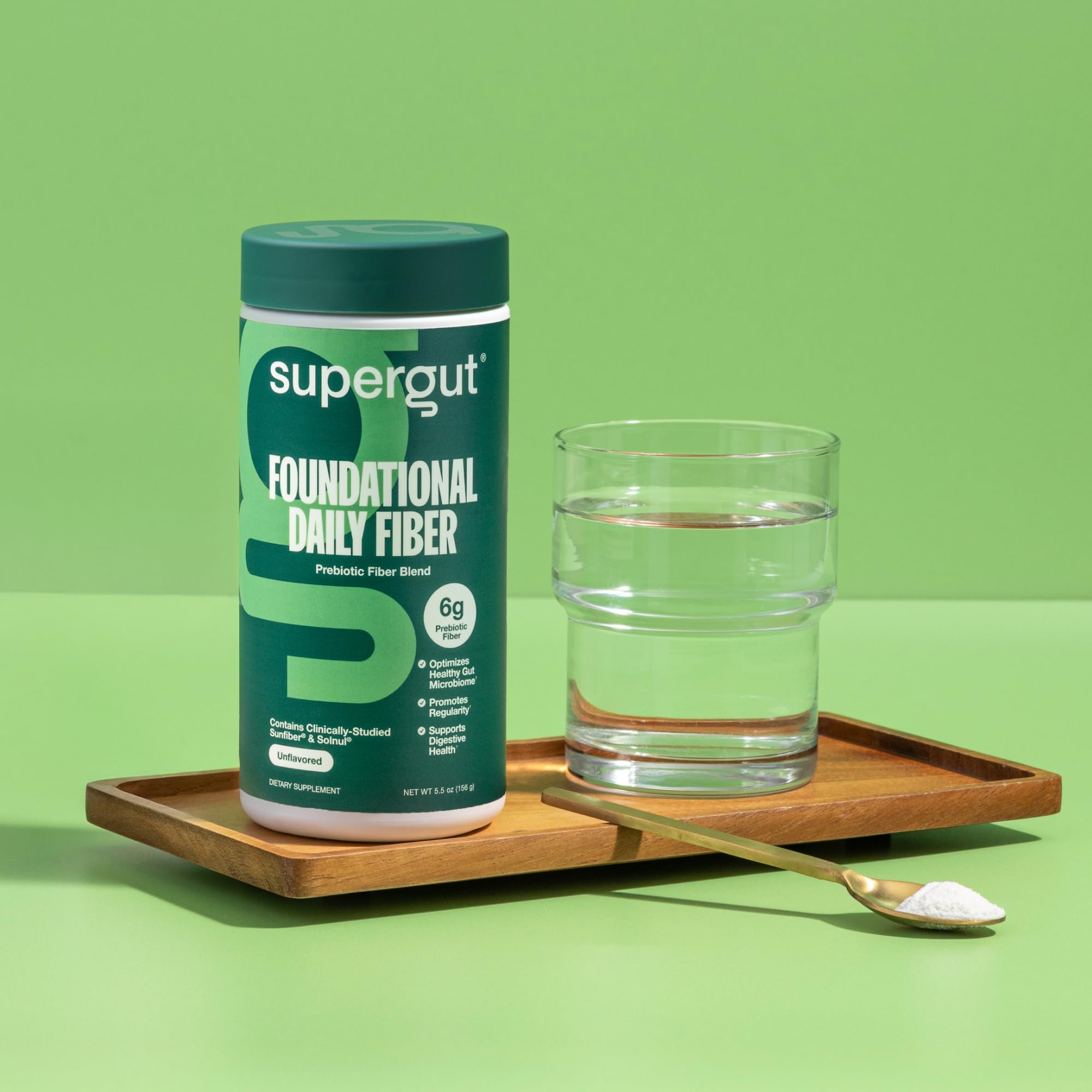 Supergut fibre quotidienne en bouteille, pratique pour l'utilisation quotidienne.
