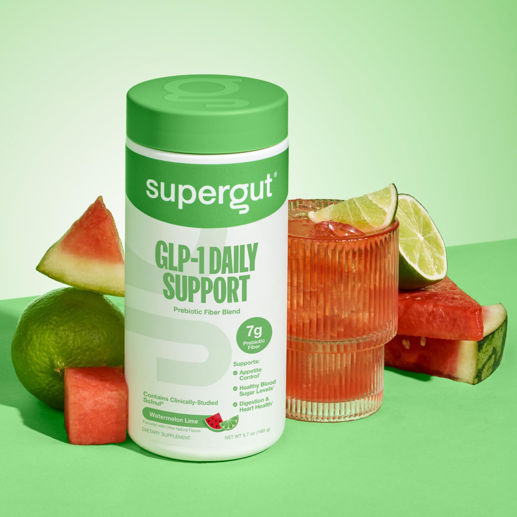 Cuillère-dose montrant 7 g de fibre par portion de GLP1 Daily Support.