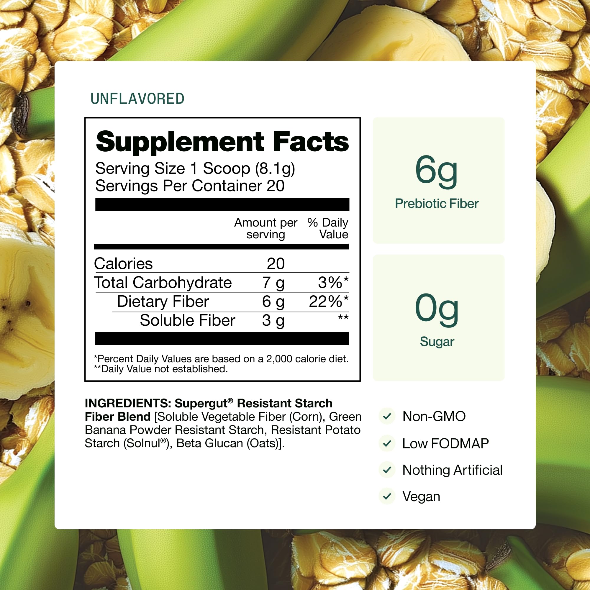 Supergut GLP1 Daily Support fibres prébiotiques: soutien potentiel à la digestion.