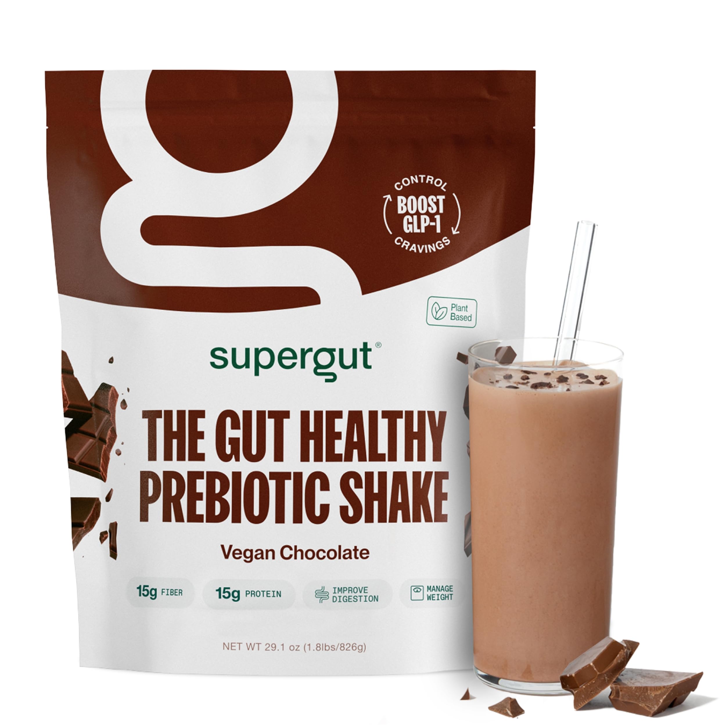 Shake prébiotique Supergut dans une bouteille prête à boire.