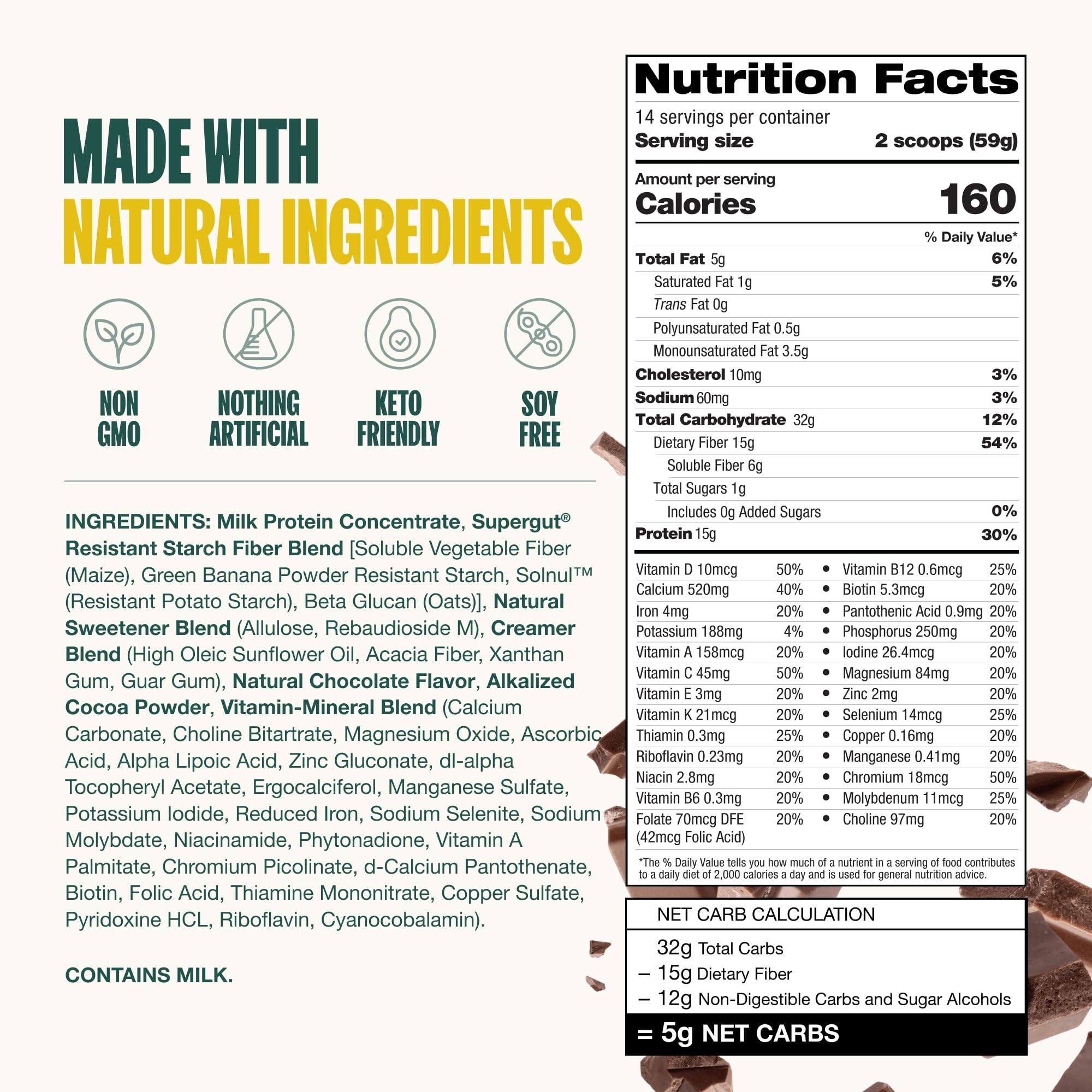 Shake prébiotique Supergut prêt à boire pour le petit-déjeuner ou une collation.