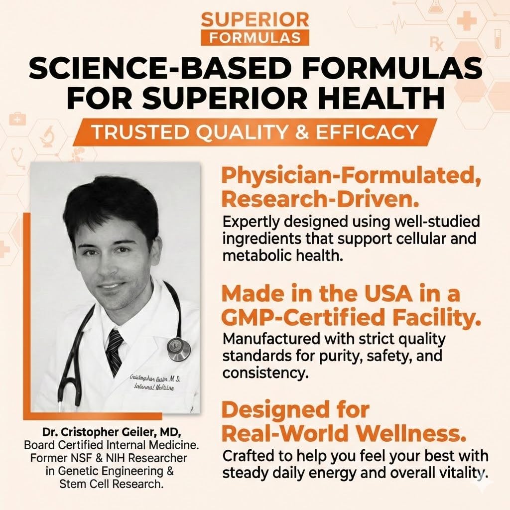 Gélules Superior Formulas Senolytic+ présentant le complexe fisetine-quercétine pour le soutien cellulaire.