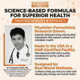 Gélules Superior Formulas Senolytic+ présentant le complexe fisetine-quercétine pour le soutien cellulaire.