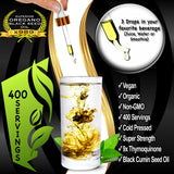 Goutte-doseur en verre montrant trois gouttes avec Superior Fulvic Humic X935