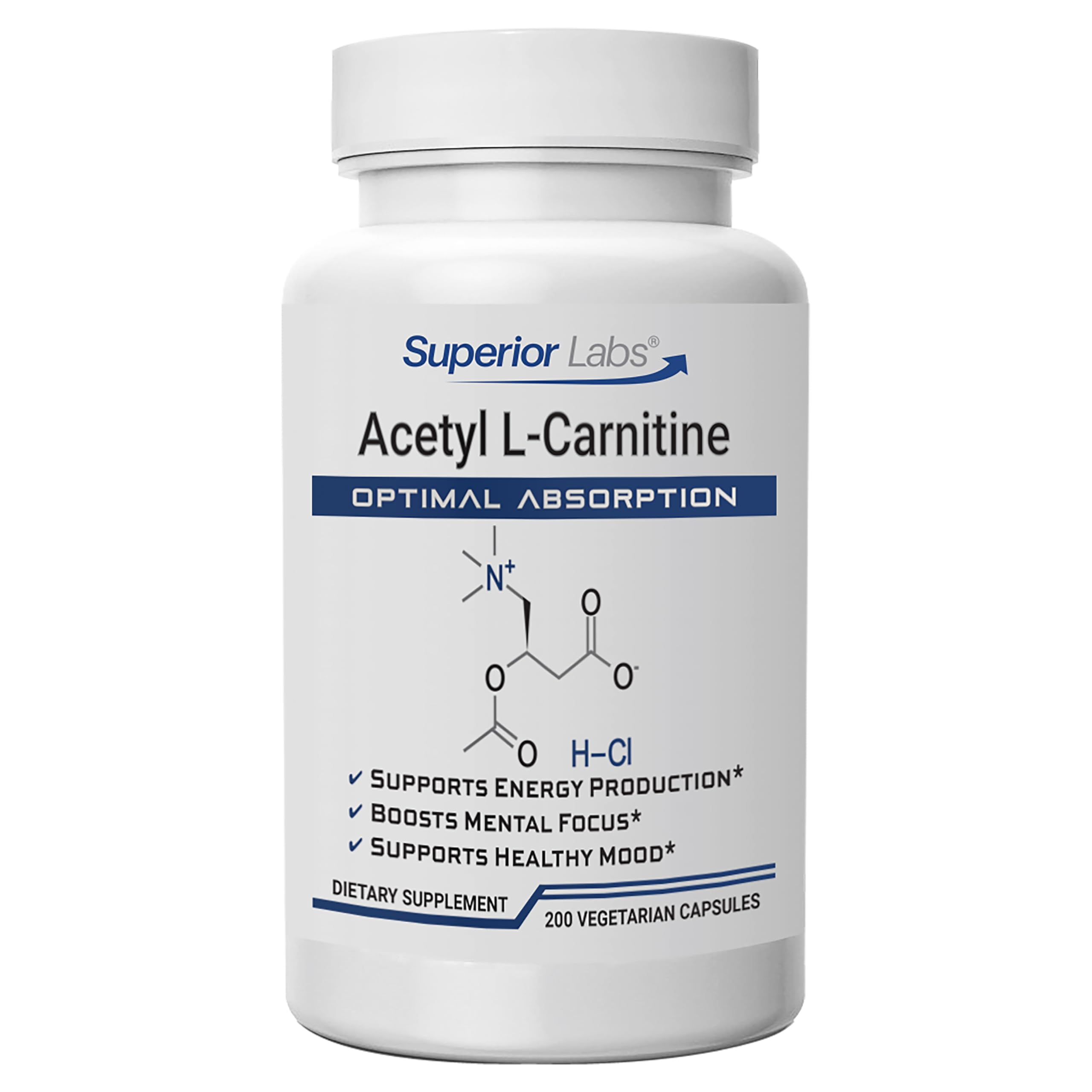 Superior Labs Acétyl L-Carnitine 500 mg – flacon et énergie soutenue