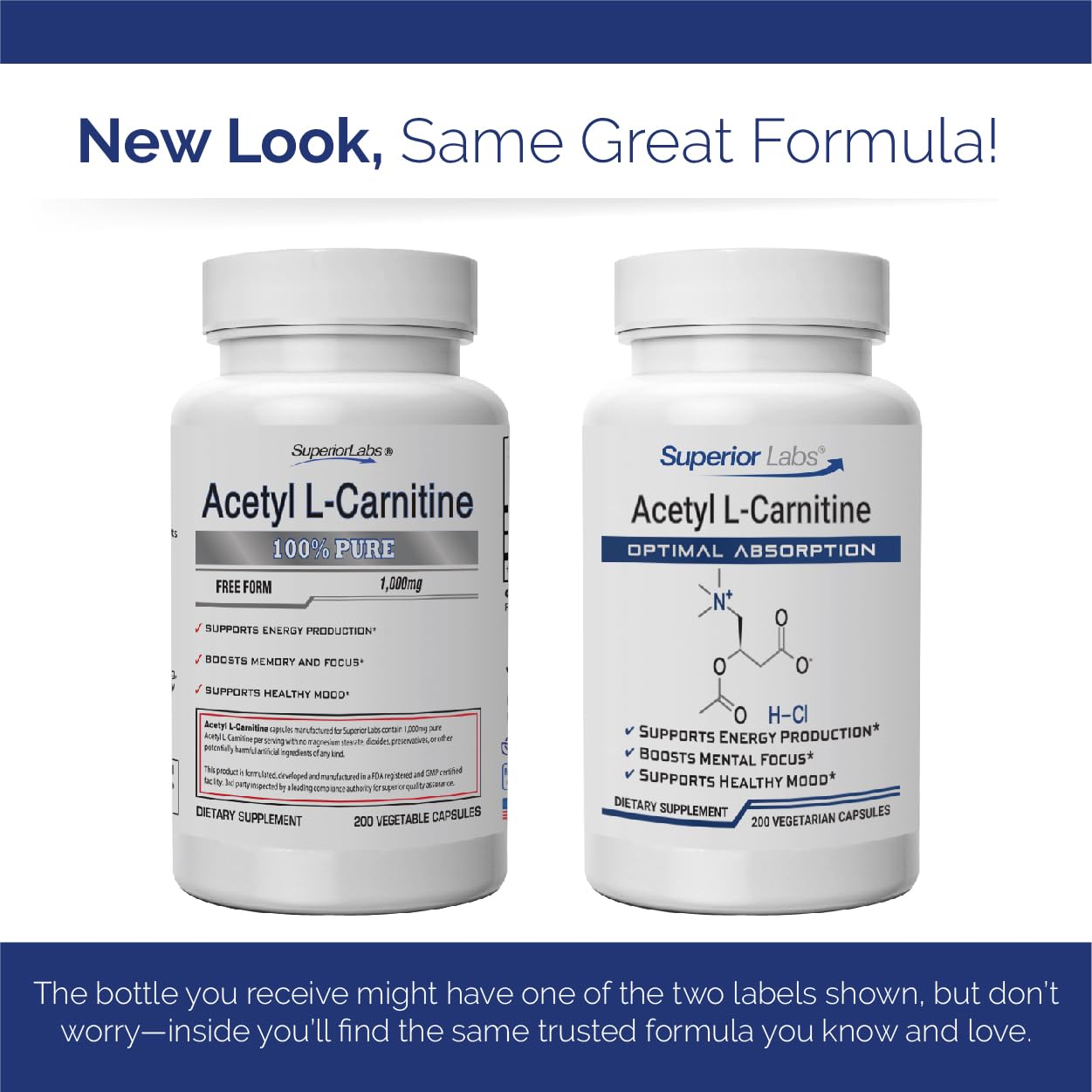 Produit sans additifs de Superior Labs Acétyl L-Carnitine 500 mg
