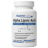 Flacon Superior Labs Alpha Lipoïque 600 mg, soutien potentiel des nerfs et de la circulation.