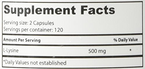 Tableau nutritionnel du produit Superior Labs L-Lysine 500 mg