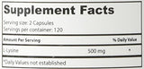 Tableau nutritionnel du produit Superior Labs L-Lysine 500 mg