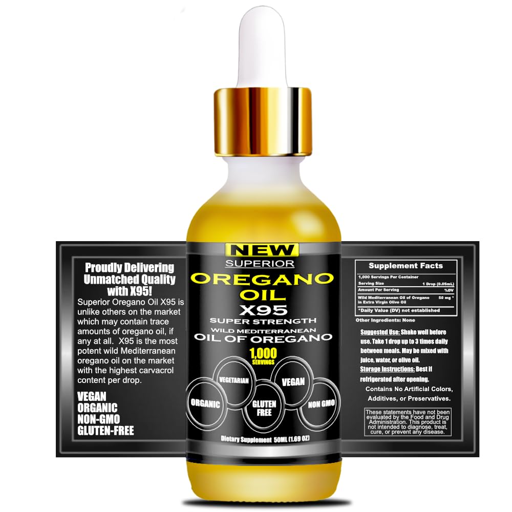 SUPERIOR OREGANO OIL X935 - Label sans GMO, vegan et sans gluten.