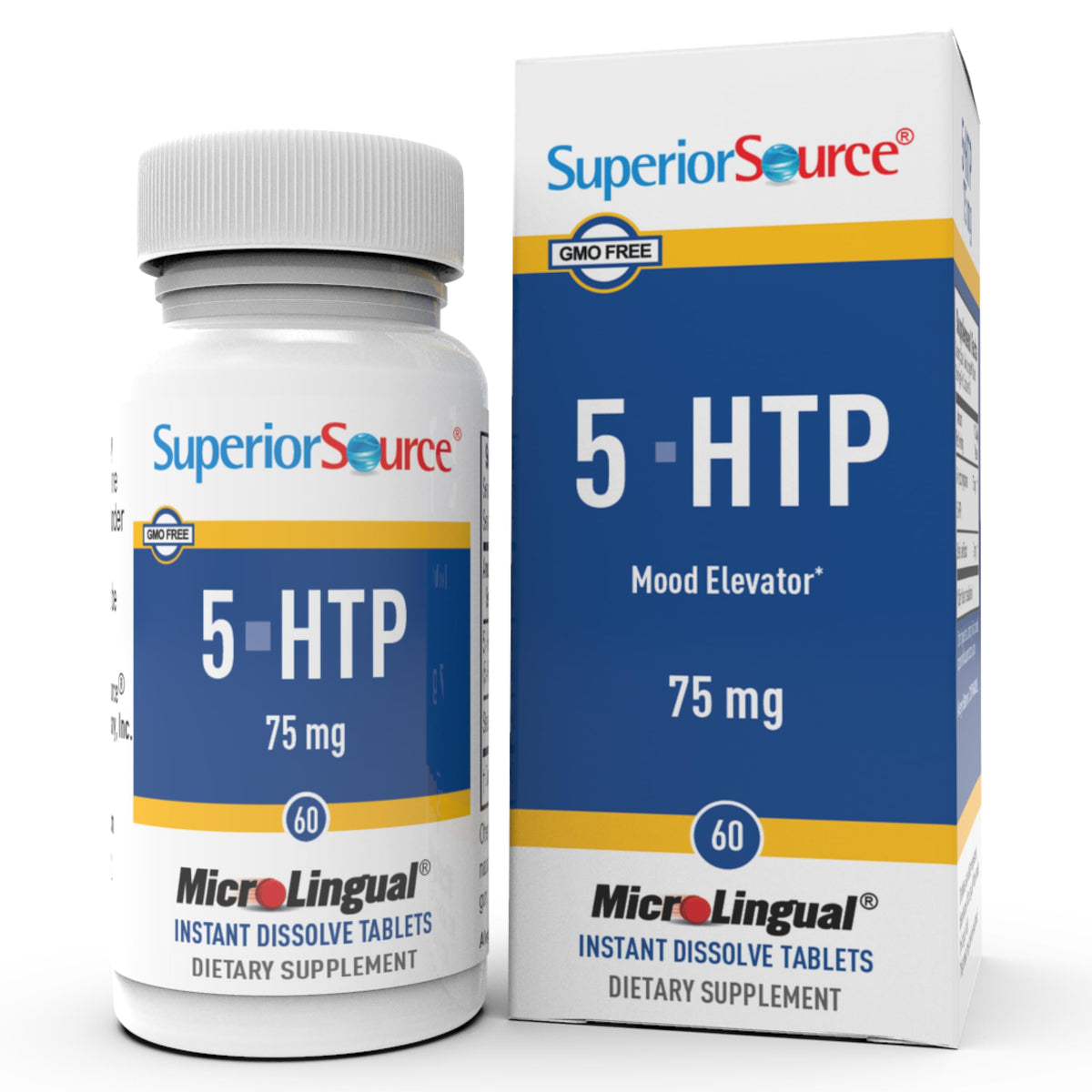 Superior Source 5-HTP tablettes microlinguales dissolution rapide pour absorption efficace.